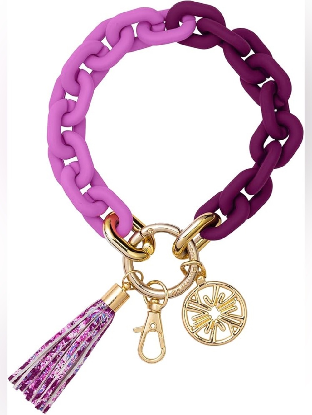 Lilly Pulitzer Chain Link Keychain Bracelet, Keychain Wristlet with Tassel, Cute
